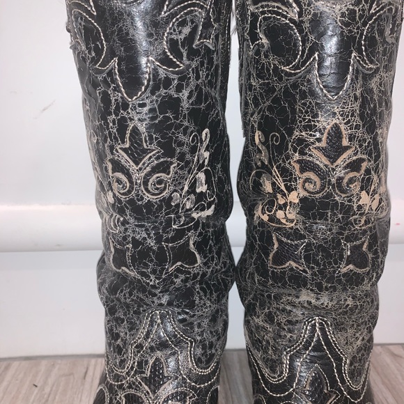 Corral Boots Black Vintage Lizard Overlay C2108 - Picture 7 of 8